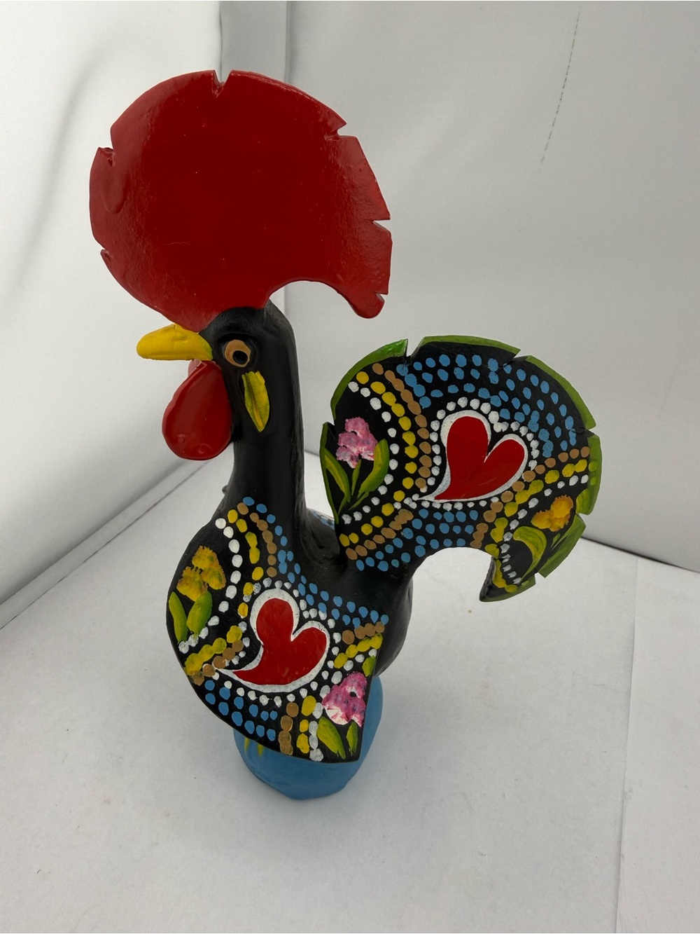 Hand-Painted Black Rooster Galo de Barcelos (Rooster of Barcelos)